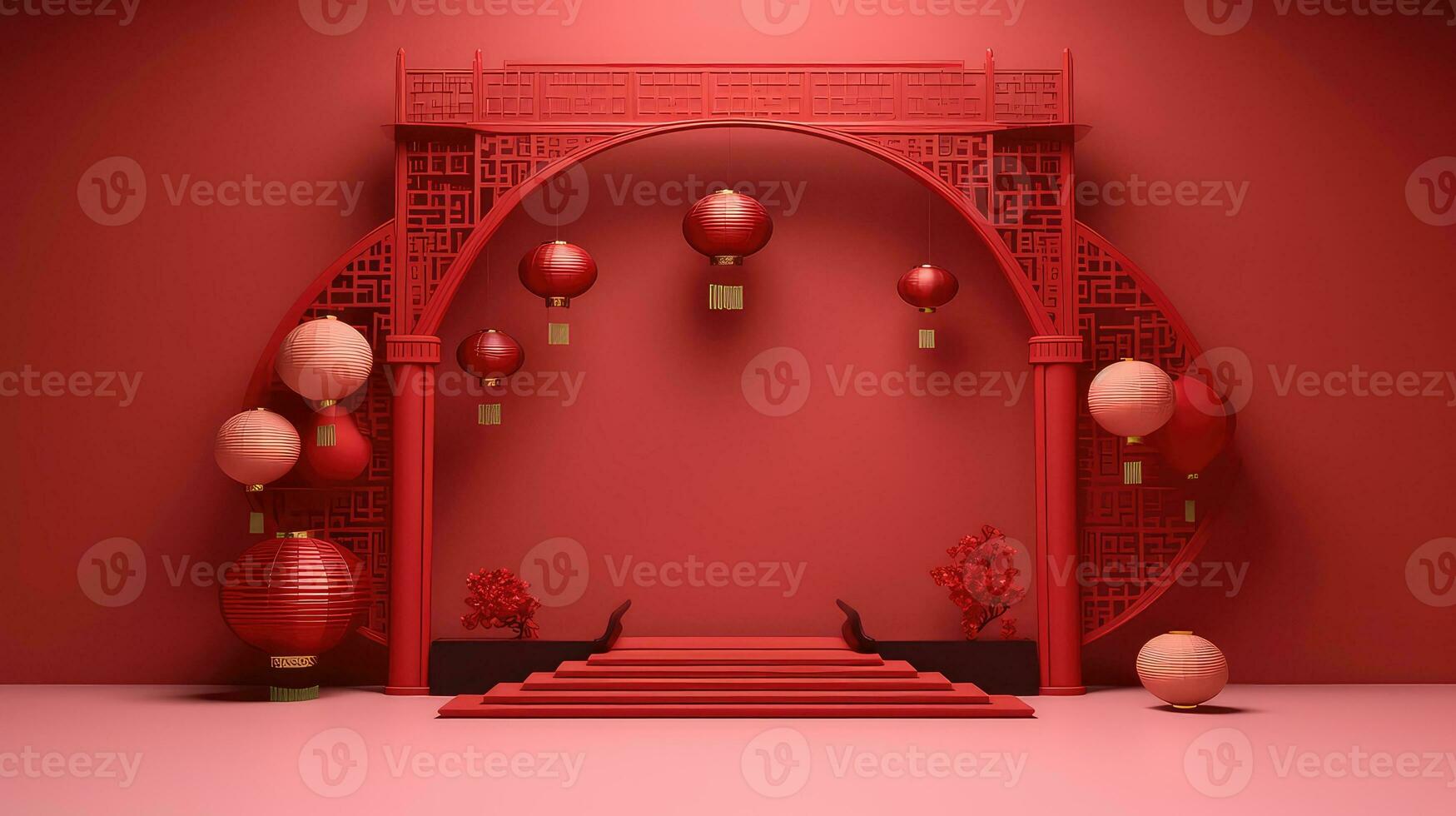 Red Chinese Lunar New Year background AI generated photo