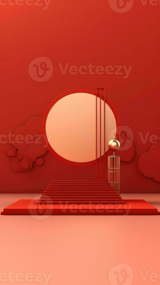 Red Chinese Lunar New Year background AI generated photo