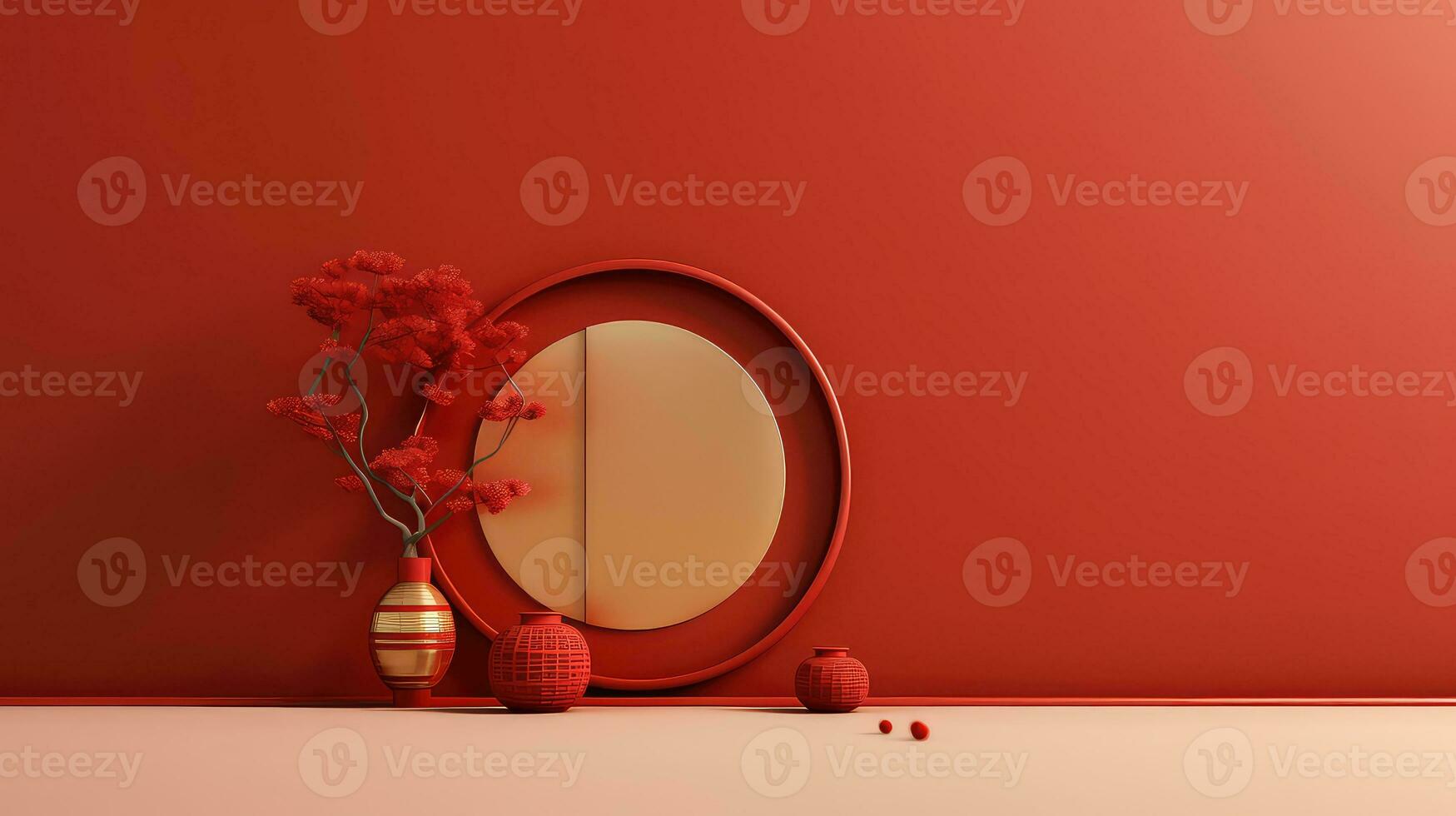 Red Chinese Lunar New Year background AI generated photo