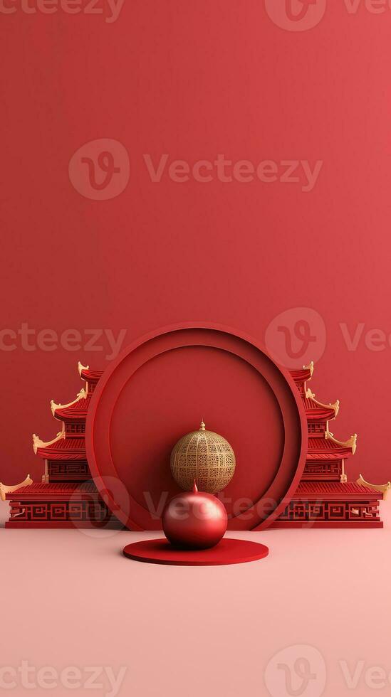 Red Chinese Lunar New Year background AI generated photo