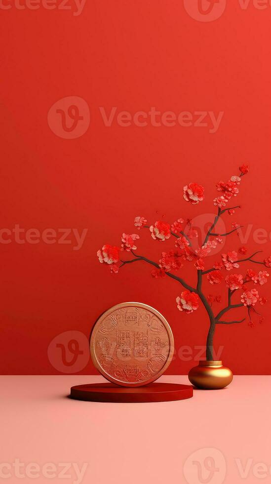 rojo chino lunar nuevo año antecedentes ai generado foto