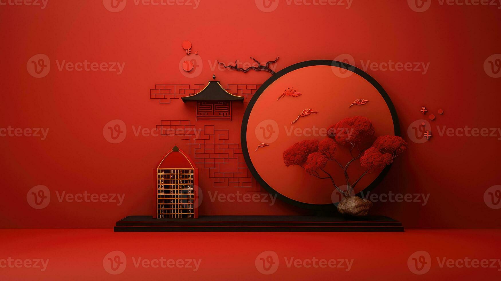 Red Chinese Lunar New Year background AI generated photo