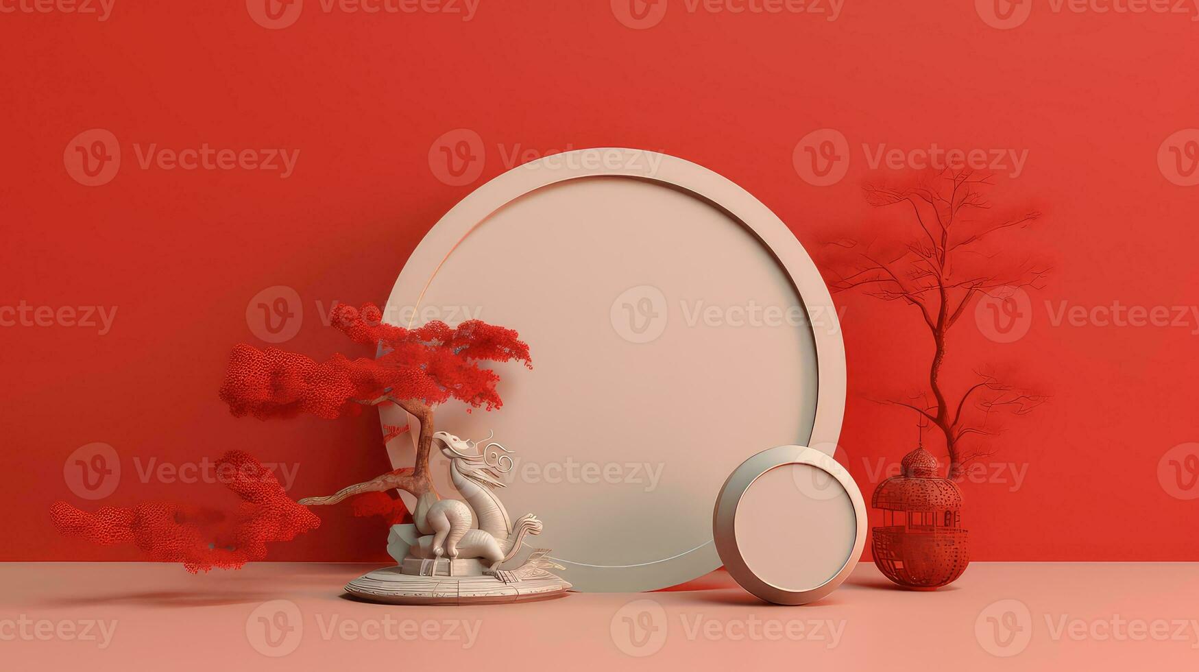 Red Chinese Lunar New Year background AI generated photo