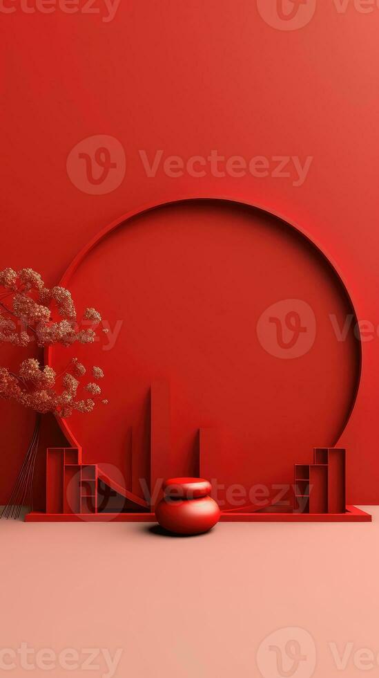 Red Chinese Lunar New Year background AI generated photo