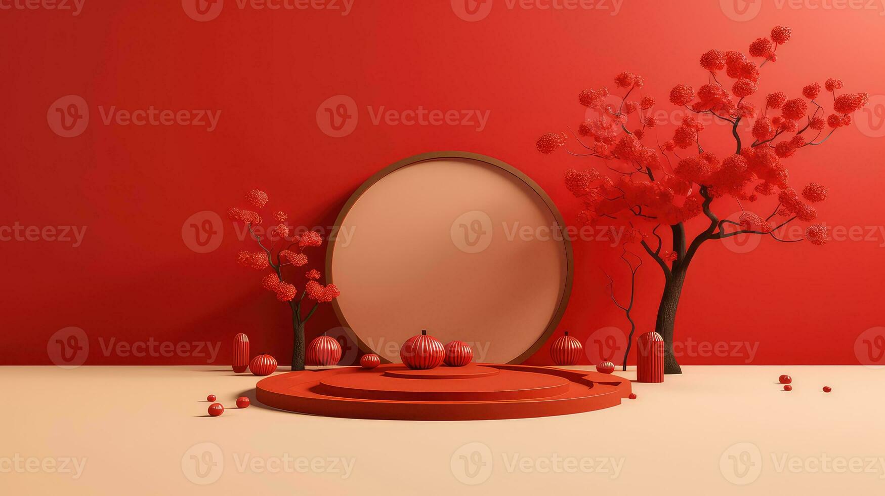 Red Chinese Lunar New Year background AI generated photo