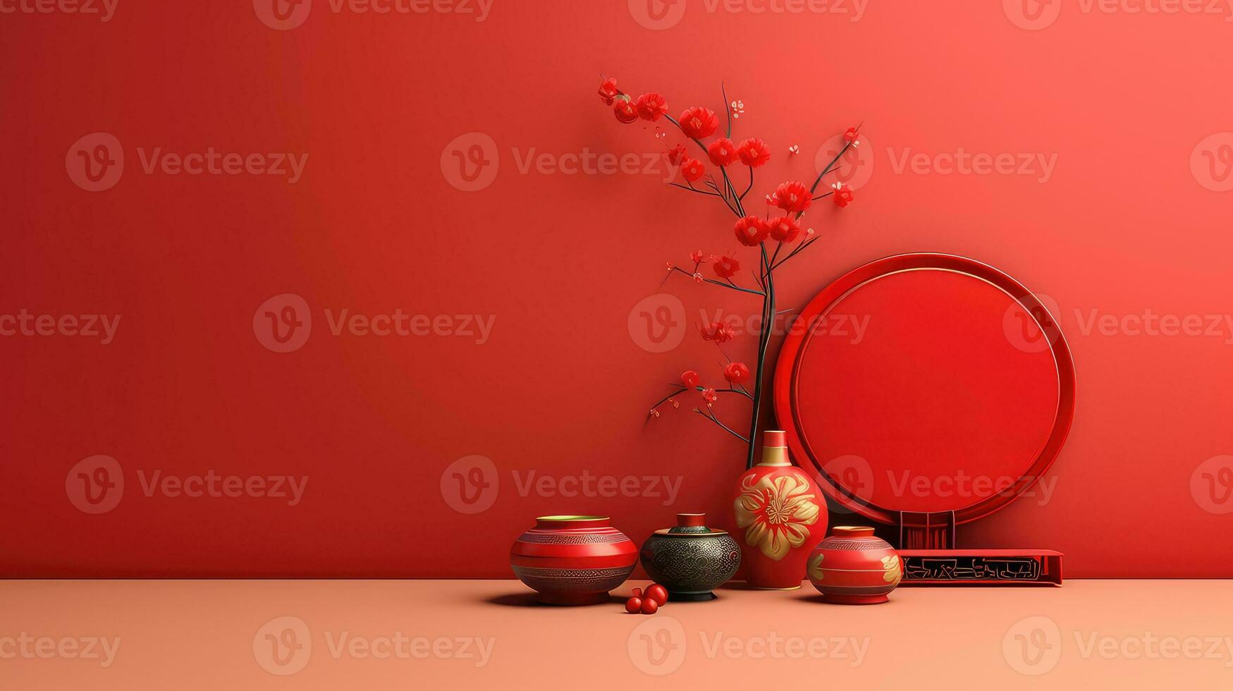 Red Chinese Lunar New Year background AI generated photo