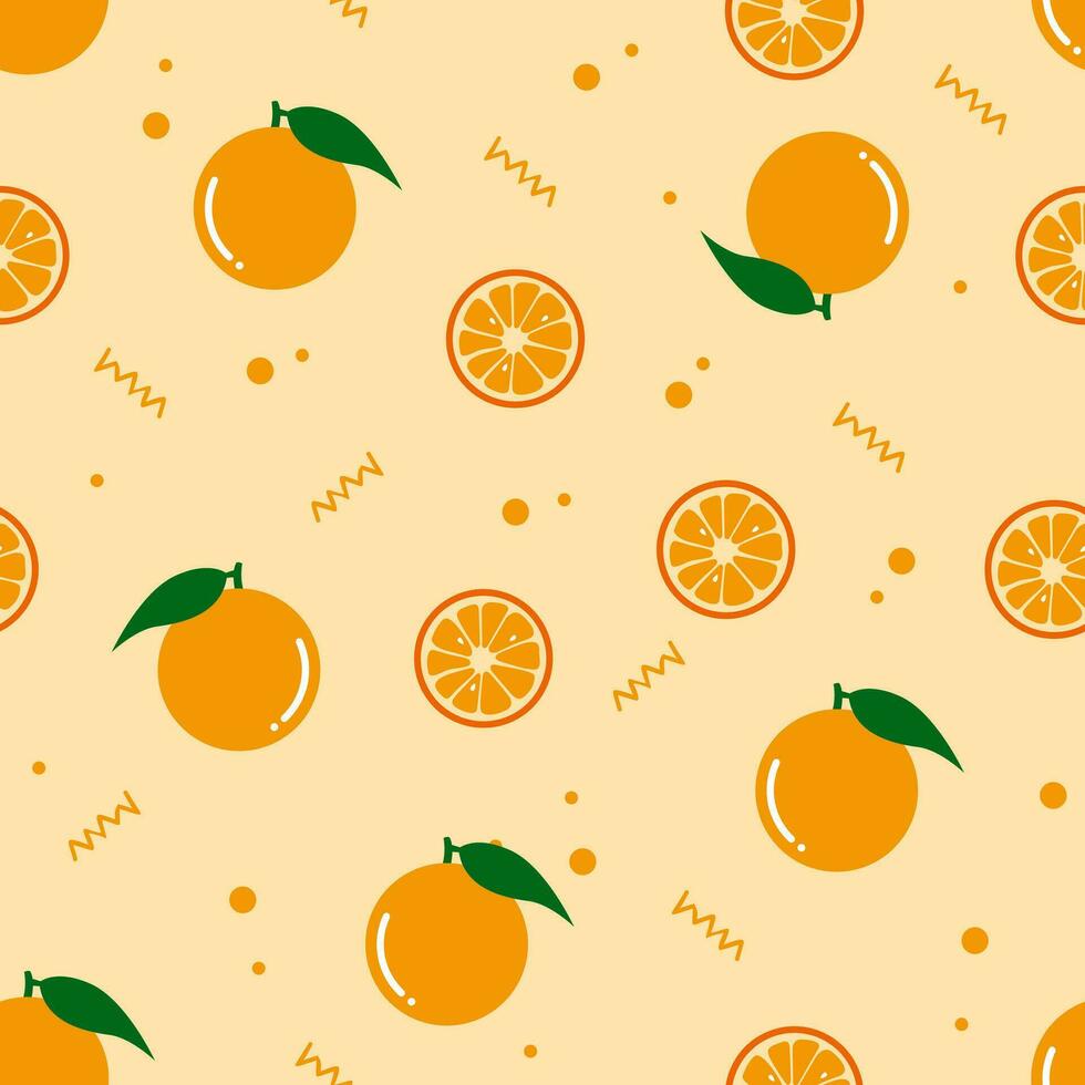 Seamless fresh orange fuit pattern vector