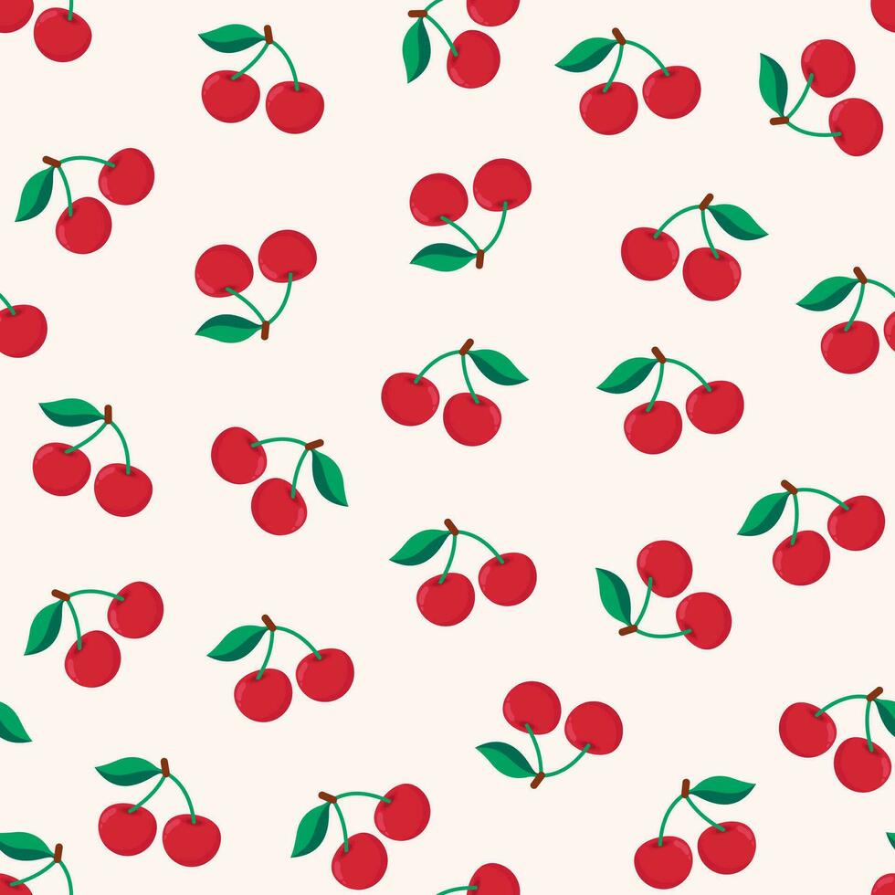 Seamless red cherry pattern design vector