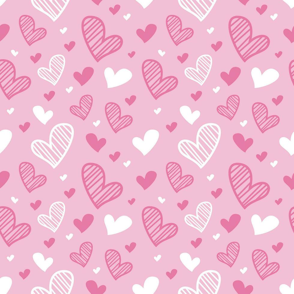 random heart seamless pattern design, hand drawn heart background vector
