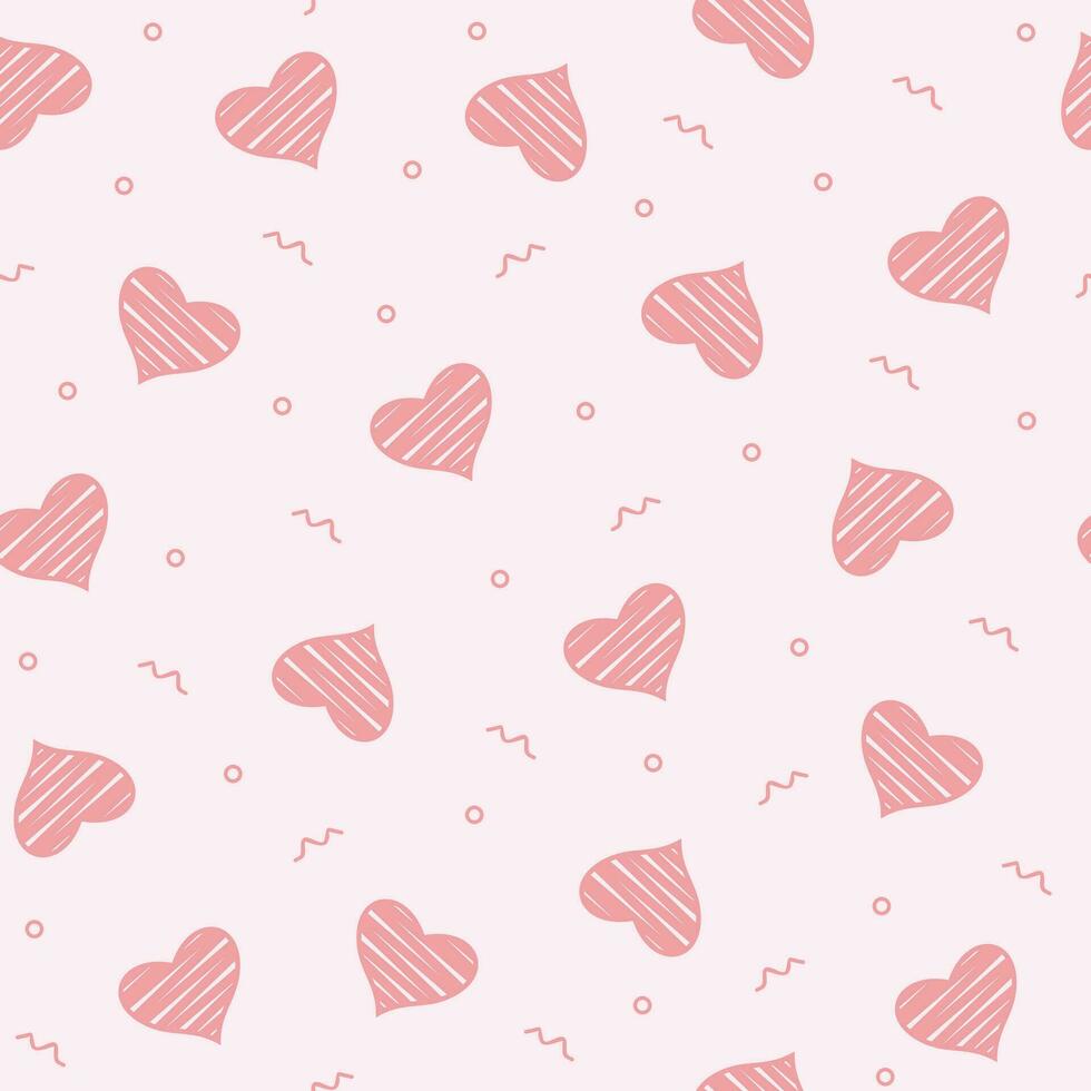 hand drawn heart seamless pattern vector, abstract heart shape background vector