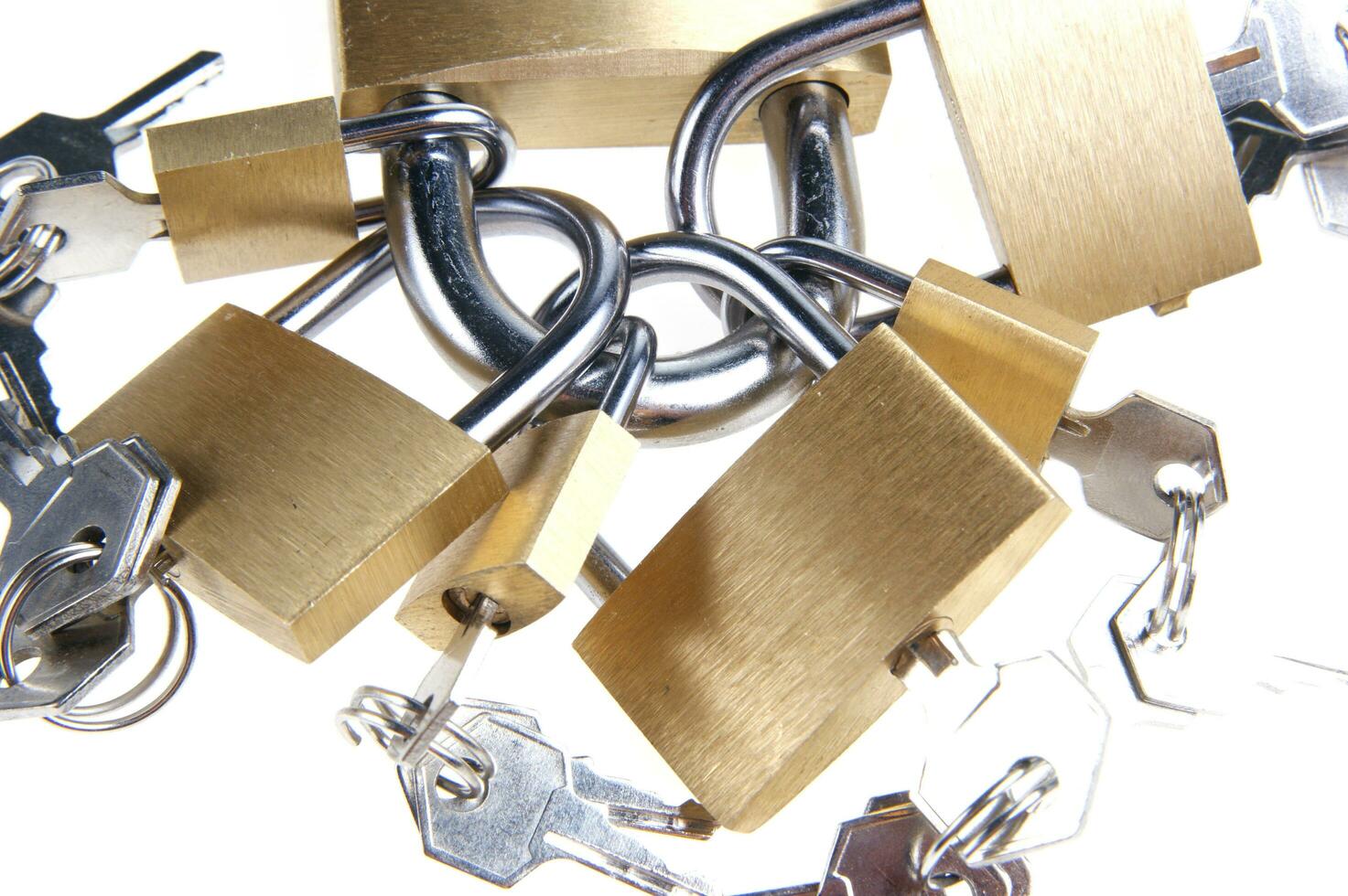 a lock with several locks and keys photo