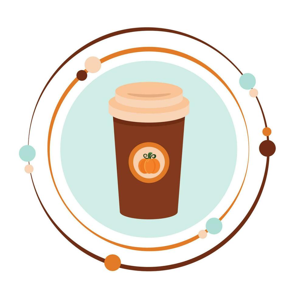 Pumpkin latte coffee autumn harvest vector illustration graphic icon