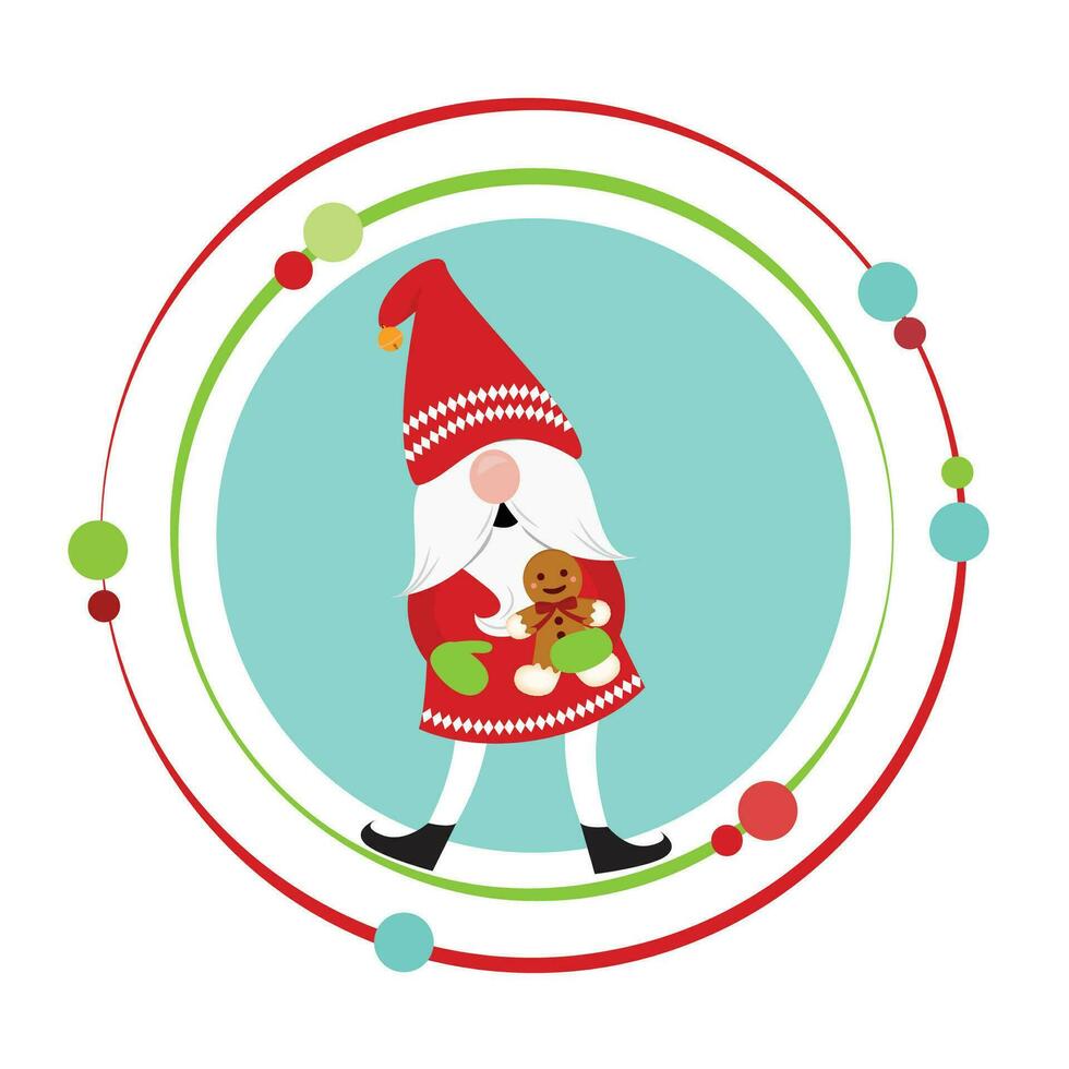 Gingerbread elf vector illustration holiday graphic icon