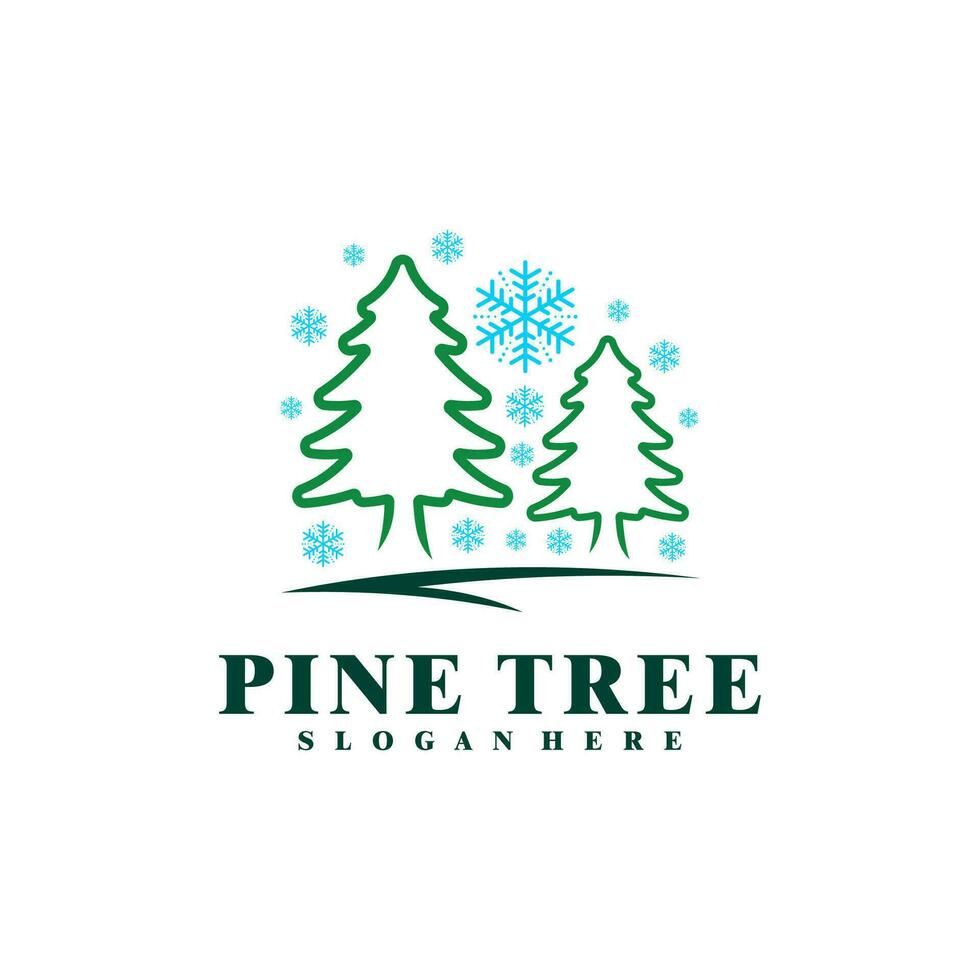 Winter Pine Tree logo design vector. Creative Pine Tree logo concepts template vector