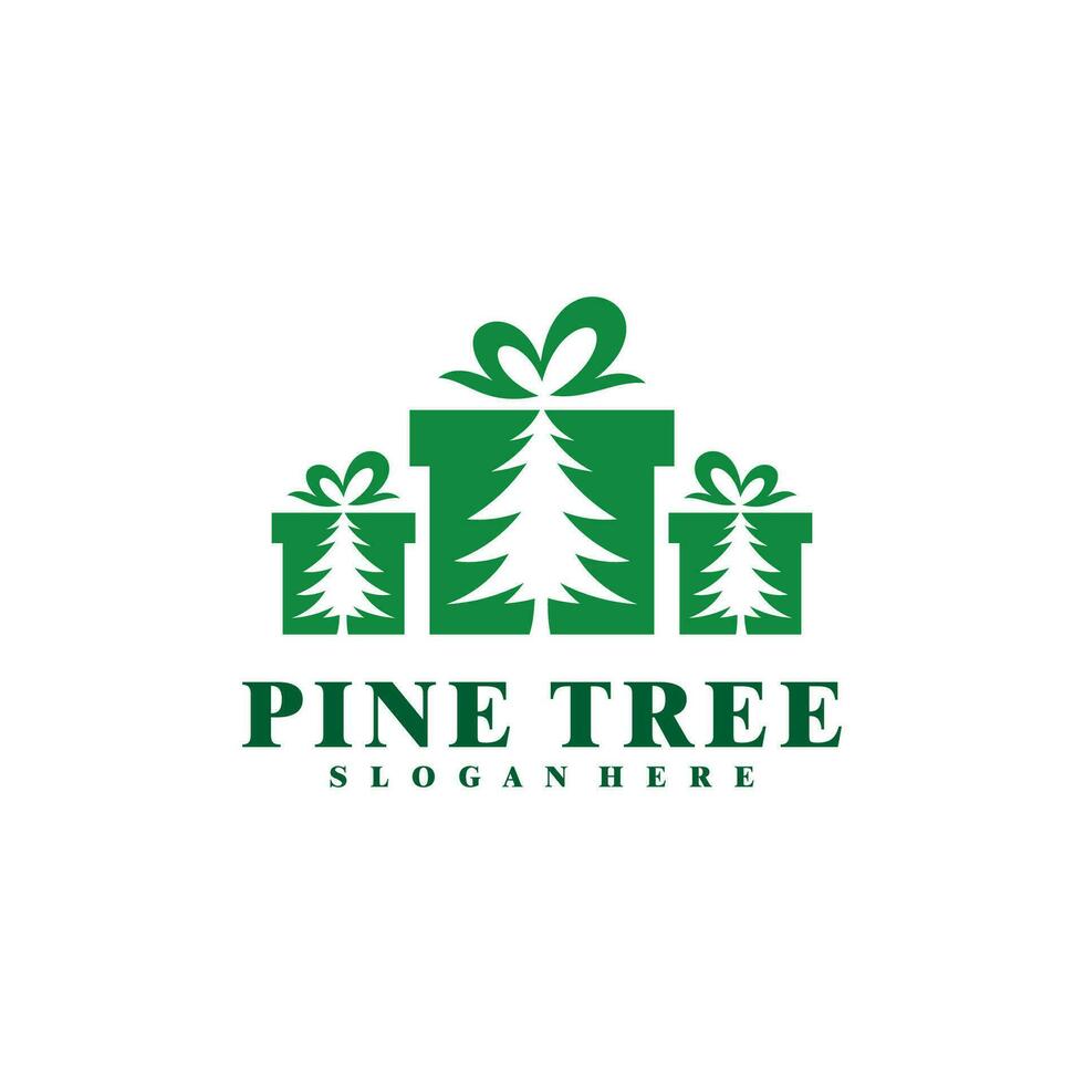 regalo con pino árbol logo diseño vector. creativo pino árbol logo conceptos modelo vector