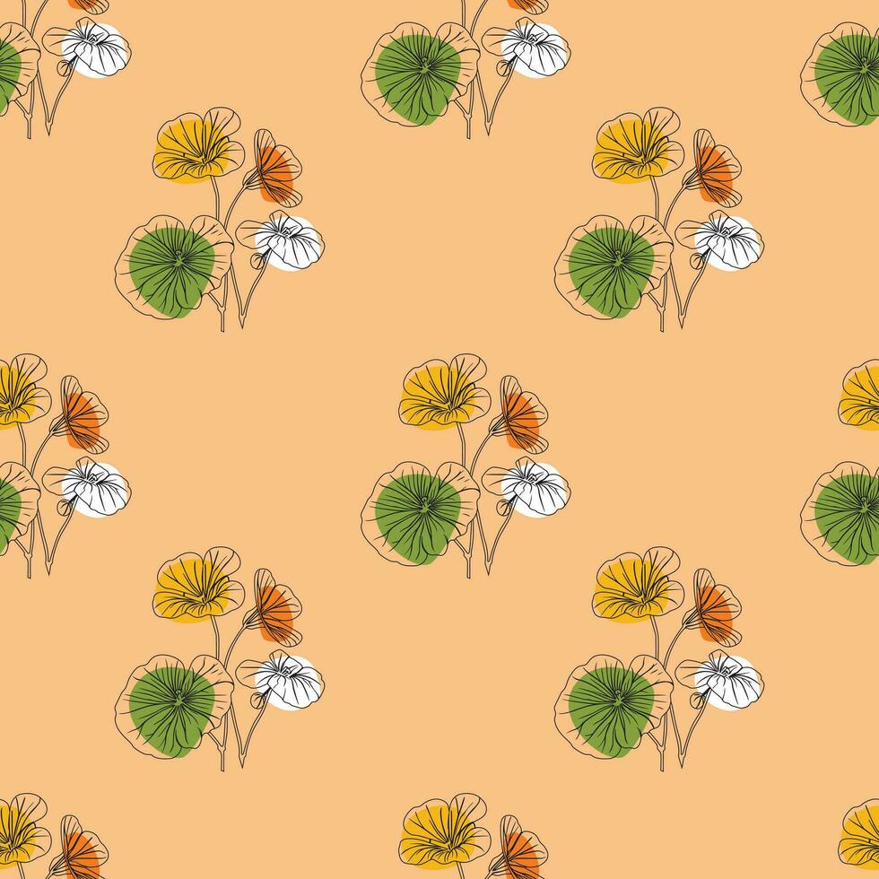 Flower flat style seamless pattern, vector design,