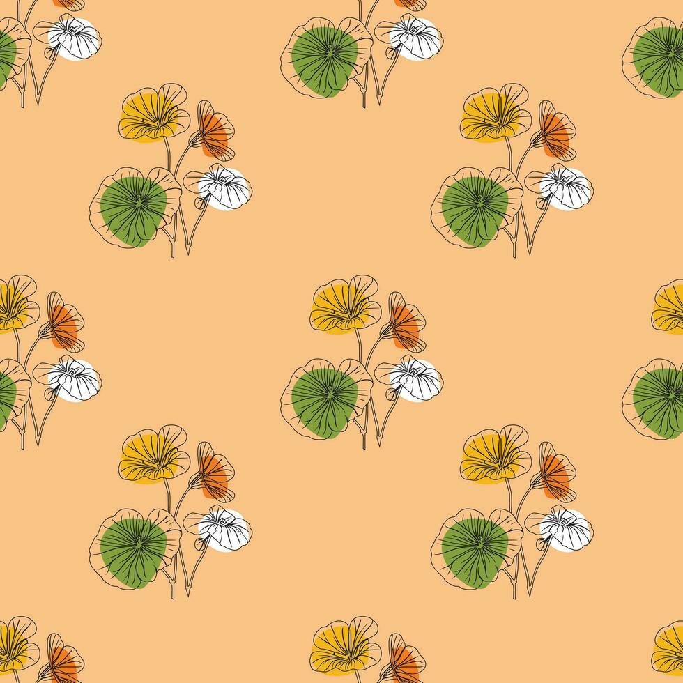 Flower flat style seamless pattern, vector design,