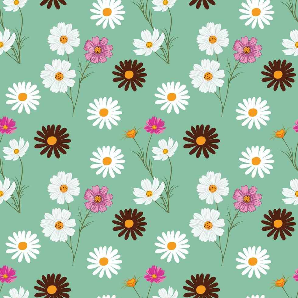 Seamless flower pattern, Flower flat textile vector pattern,
