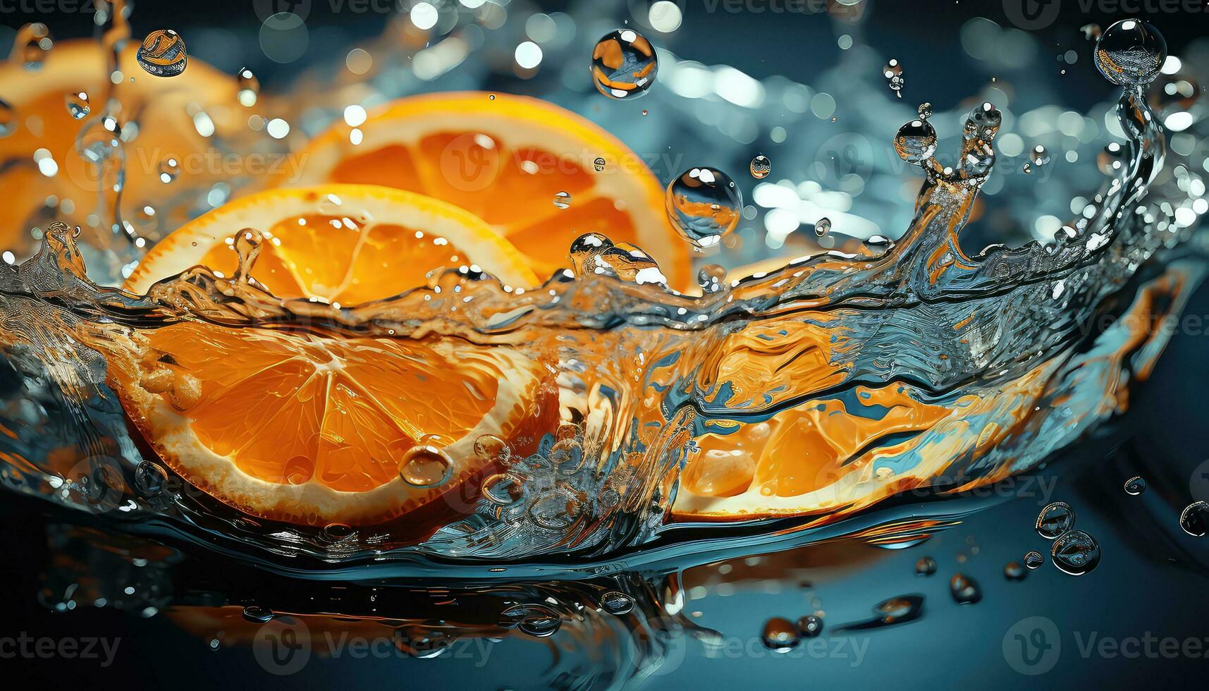 orange slice in water AI generated photo