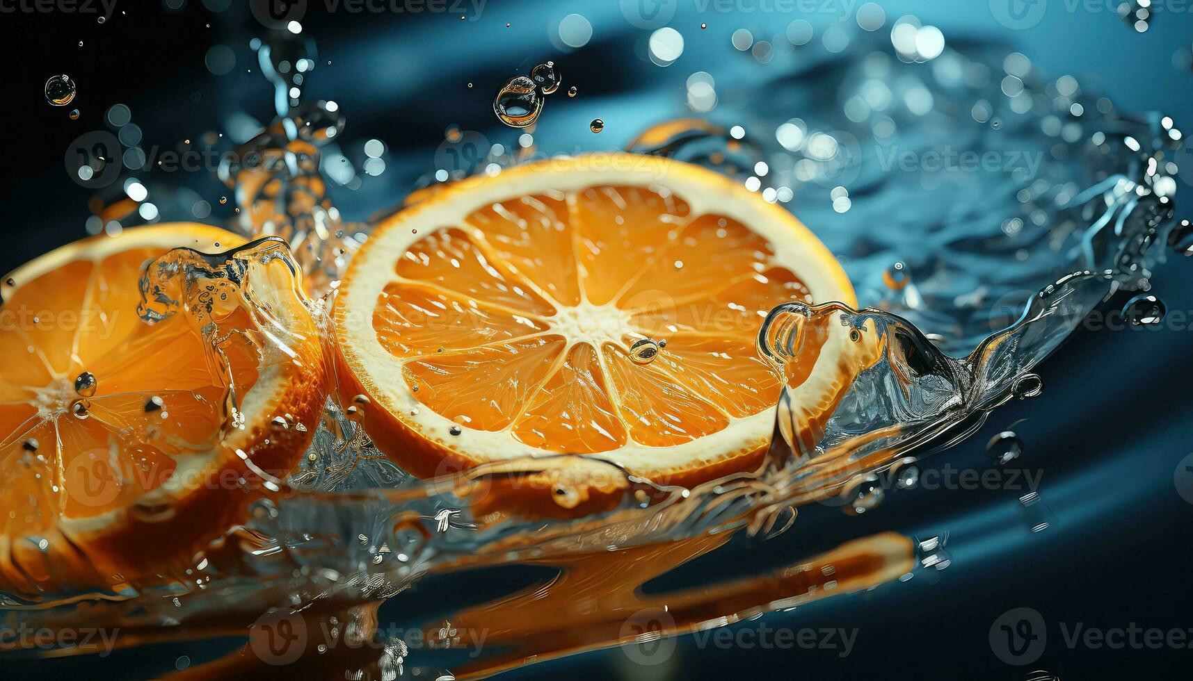 orange slice in water AI generated photo