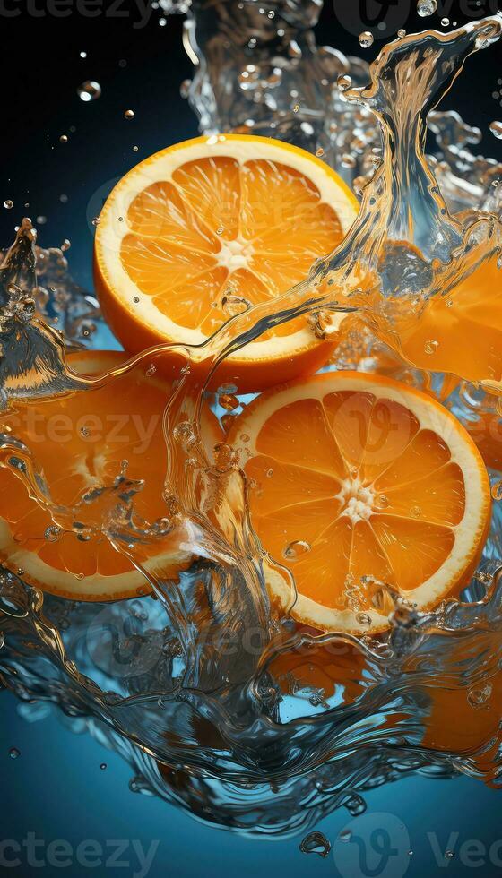 orange slice in water AI generated photo