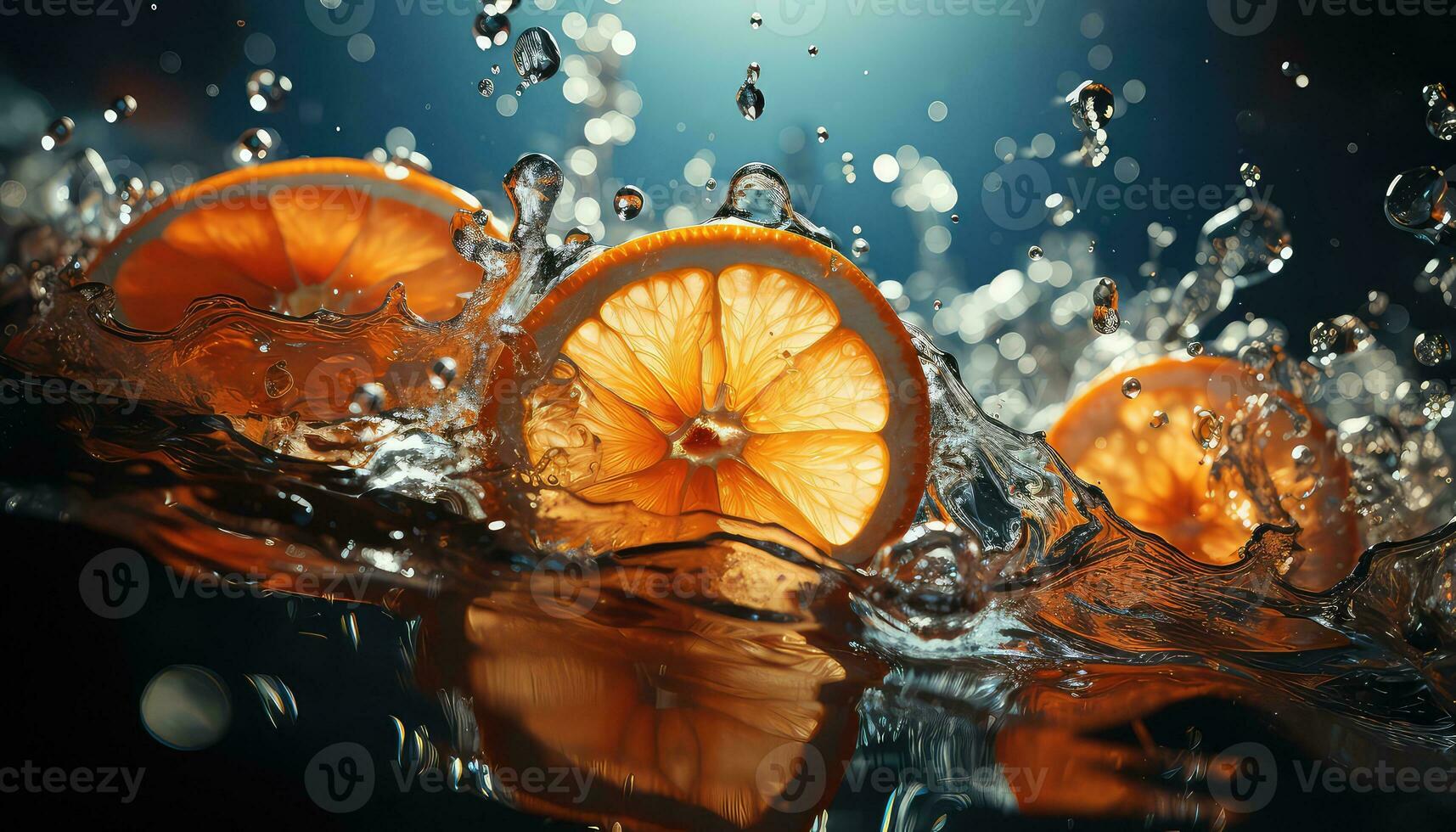 orange slice in water AI generated photo