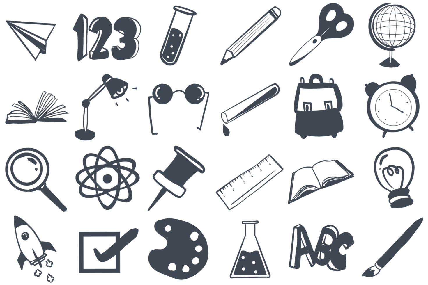 school set of icons school line art png