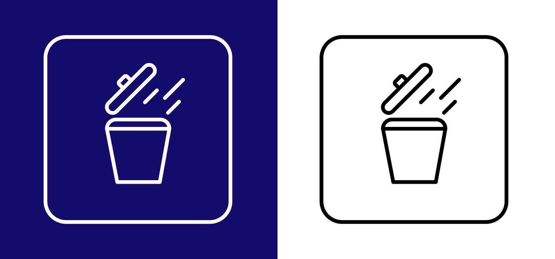 An icon indicating a place for garbage. Available in two colors blue, white and white, black. vector