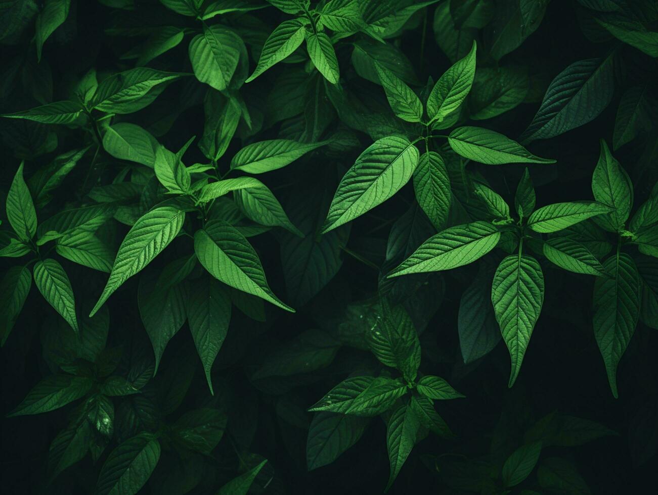 Green leaves background.Green leaves with copy space.They are color tone dark in the morning. photo