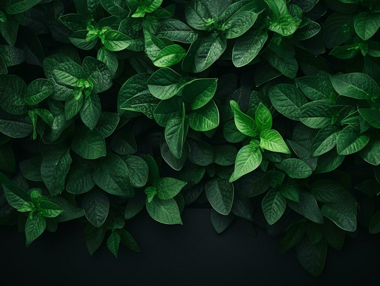 Green leaves background.Green leaves with copy space.They are color tone dark in the morning. photo