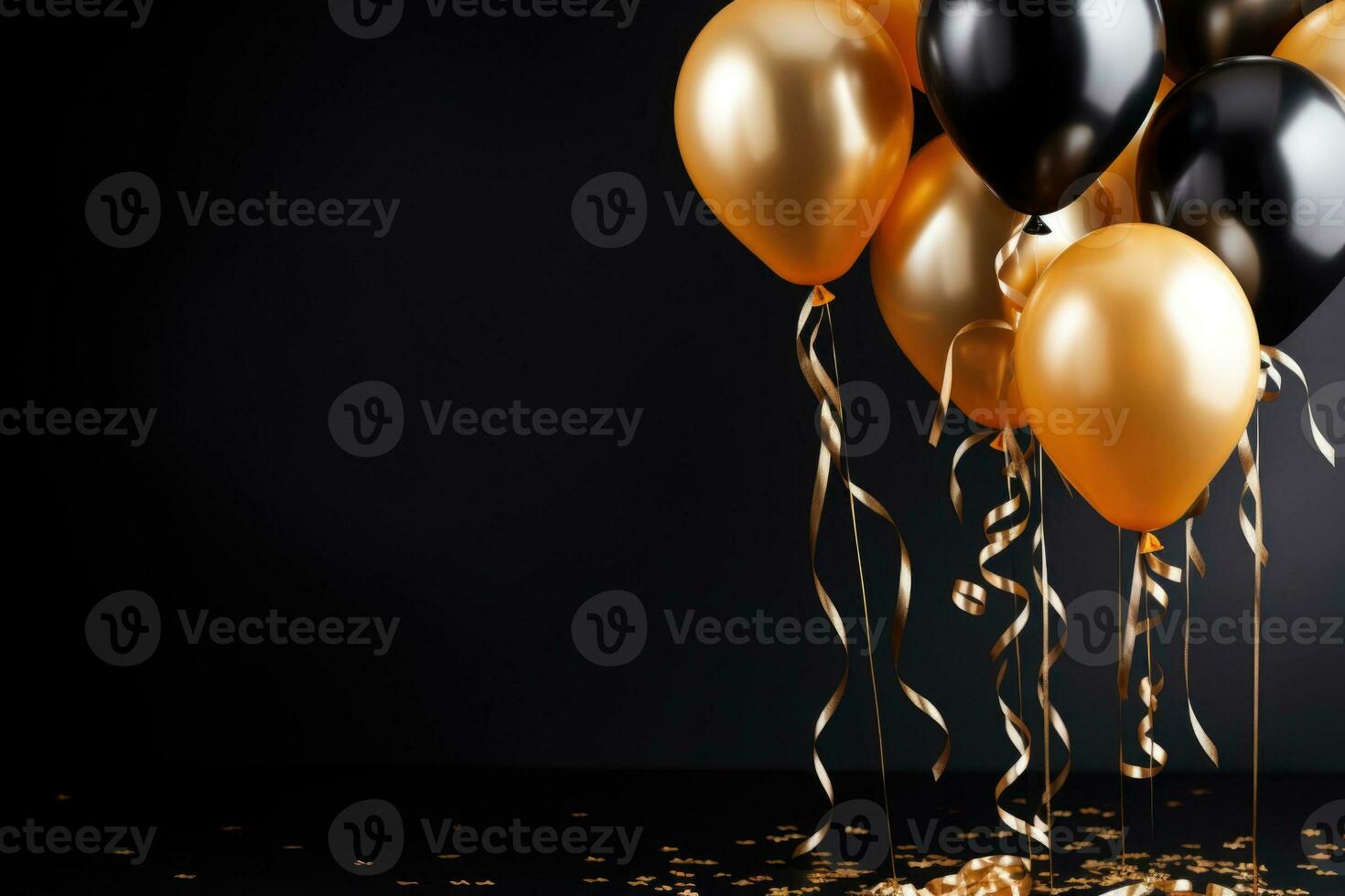 Holidays, decorations and party concept. A bunch of balloons on a black background. Discounts, black Friday photo