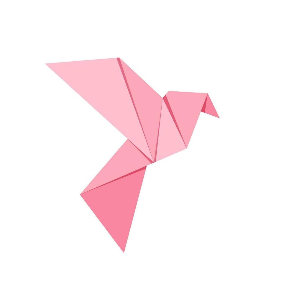 Pink bird origami vector isolated