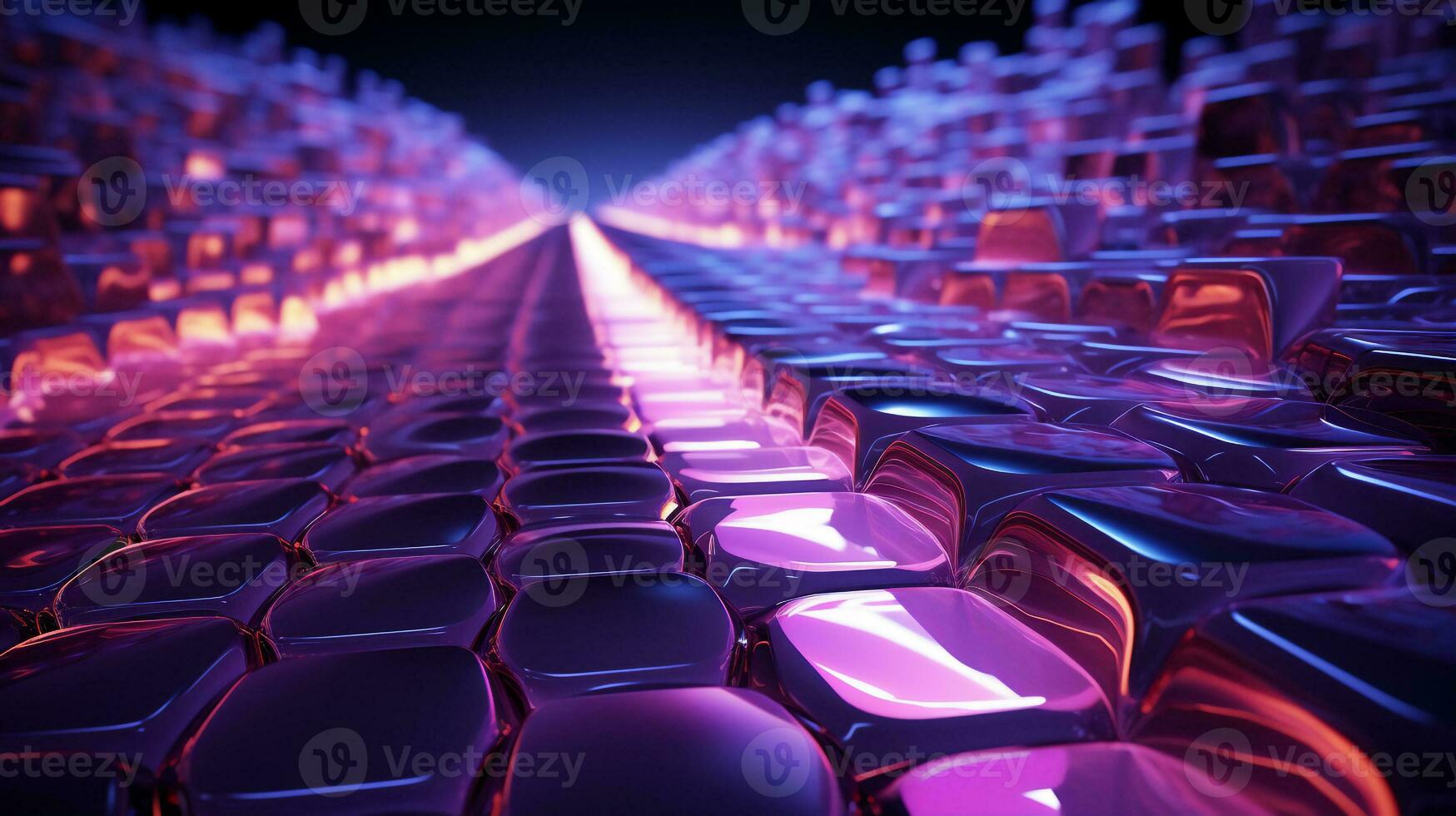 Abstract background 3d glassses hexagon pattern with glowing lights,Concept for New Techology wallpaper background Generative A photo