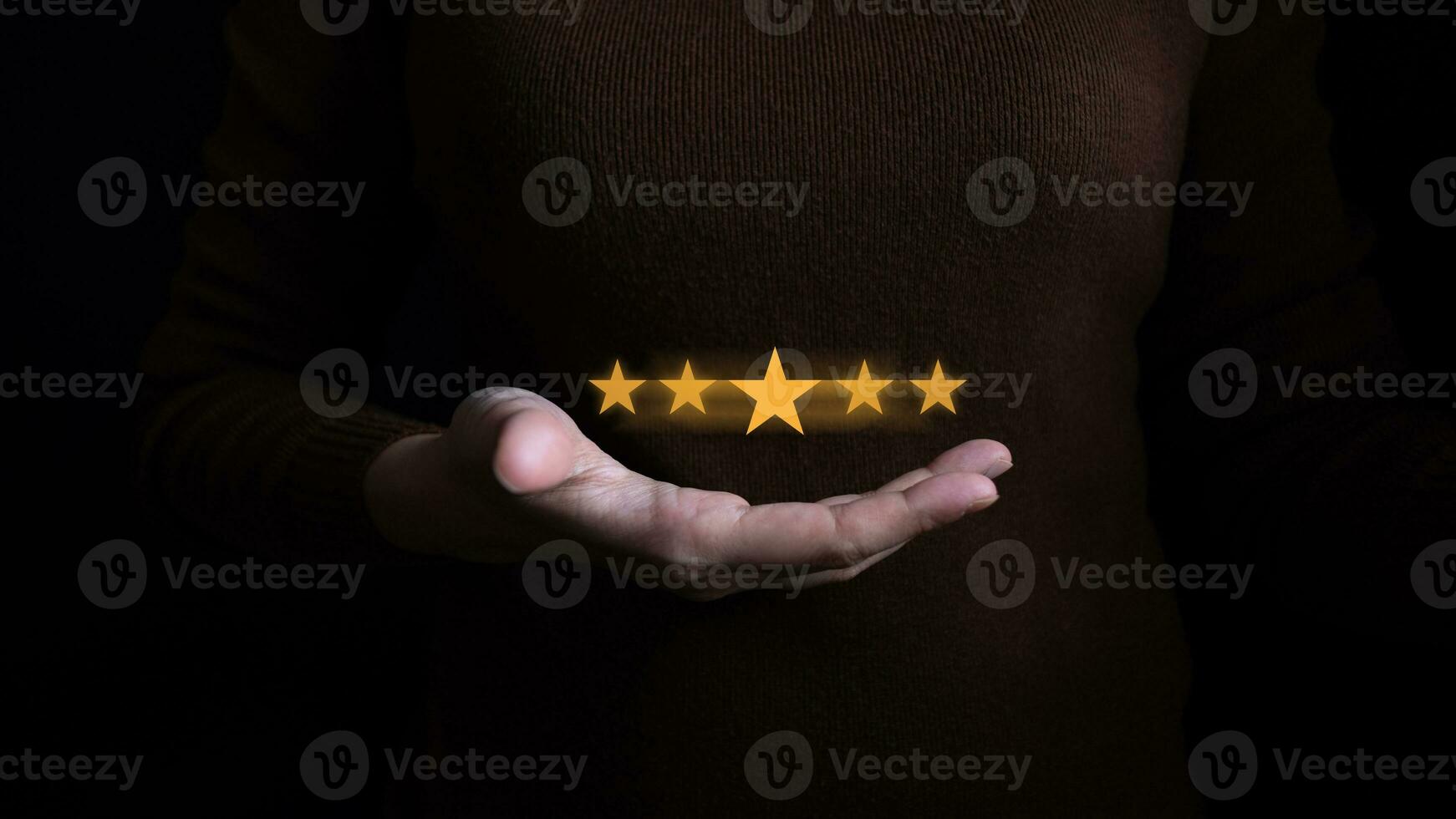 Businesswoman rate satisfaction 5 stars, Excellent quality assurance, certification the best service, guarantee standard company service. ISO certification, satisfaction of customer photo