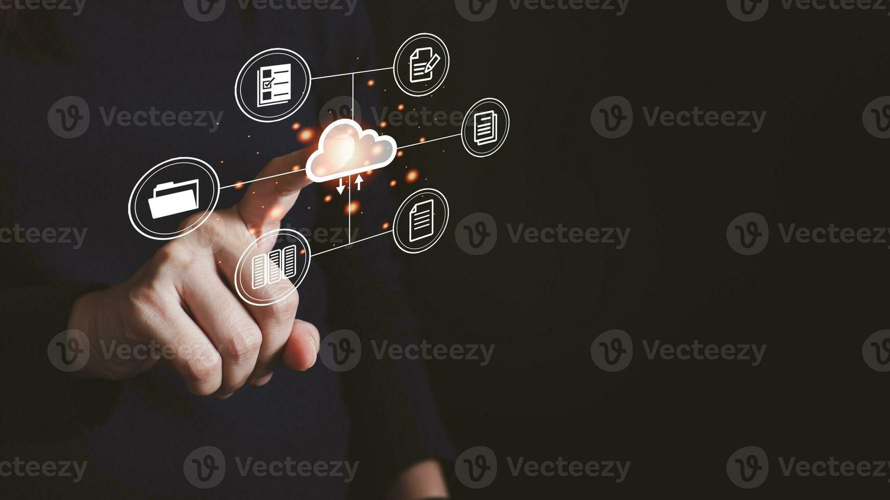 Document Management System DMS, Online document database management, Organization document Organized, automated processes to manage files, ERP enterprise efficient, business technology. photo