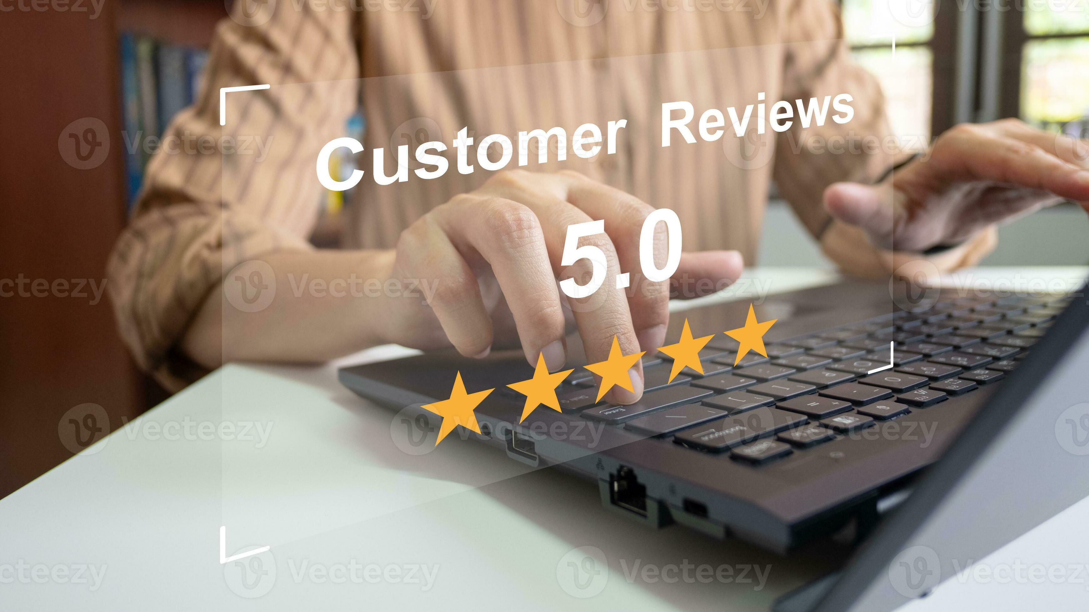 Businesswoman rate satisfaction 5 stars Excellent quality assurance Businesswoman rate satisfaction 5 stars Excellent quality assurance