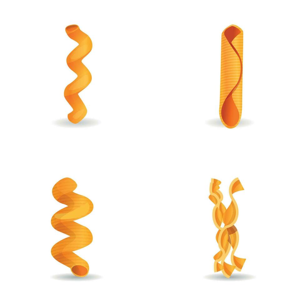 Pasta icons set cartoon vector. Macaroni, dough product vector