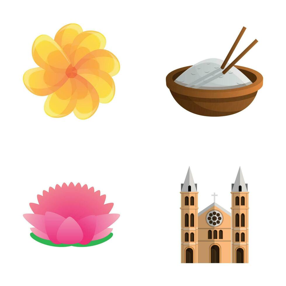 Vietnam icons set cartoon vector. Asian country vector