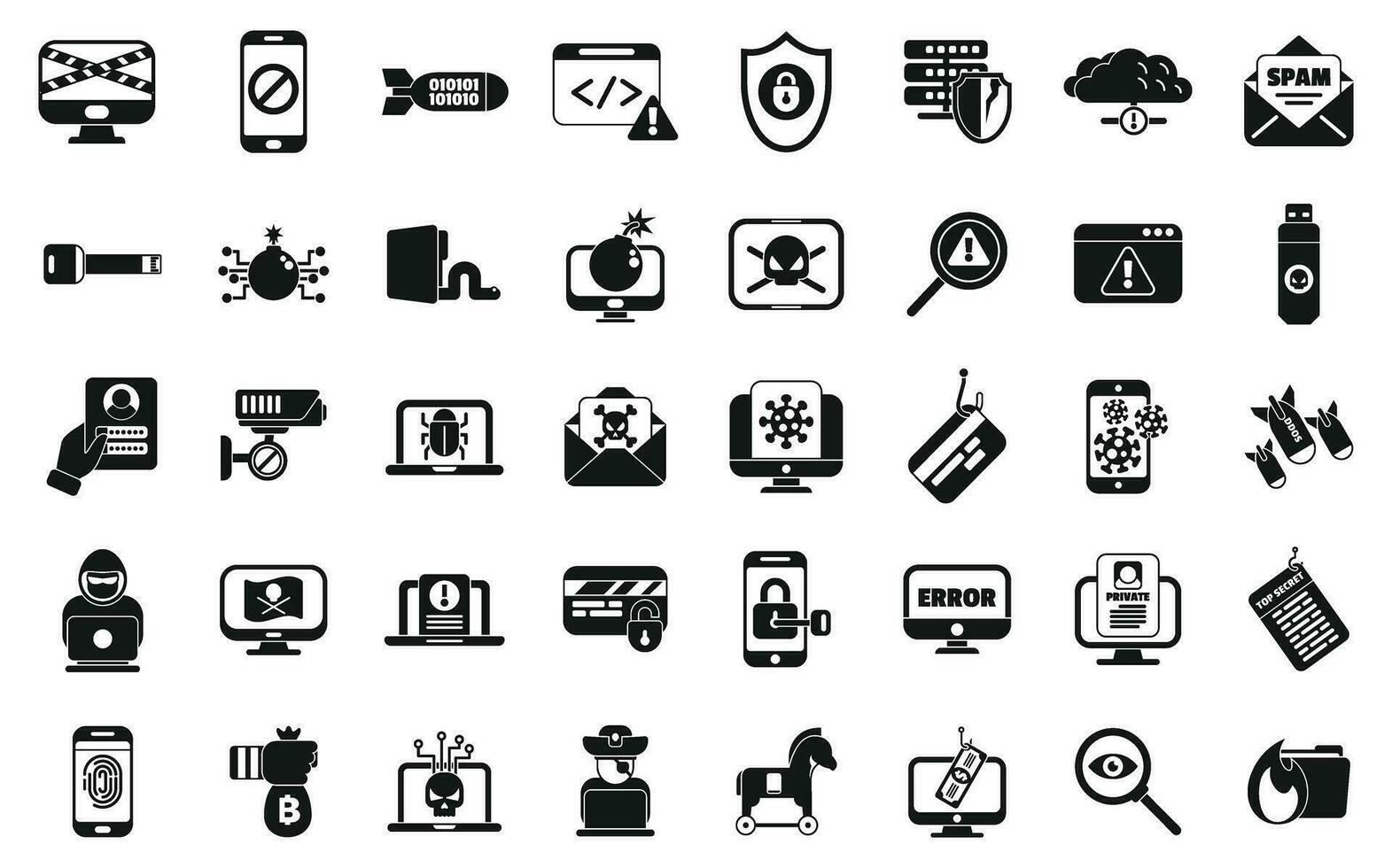 Cyber crime icons set simple vector. Crime bank vector