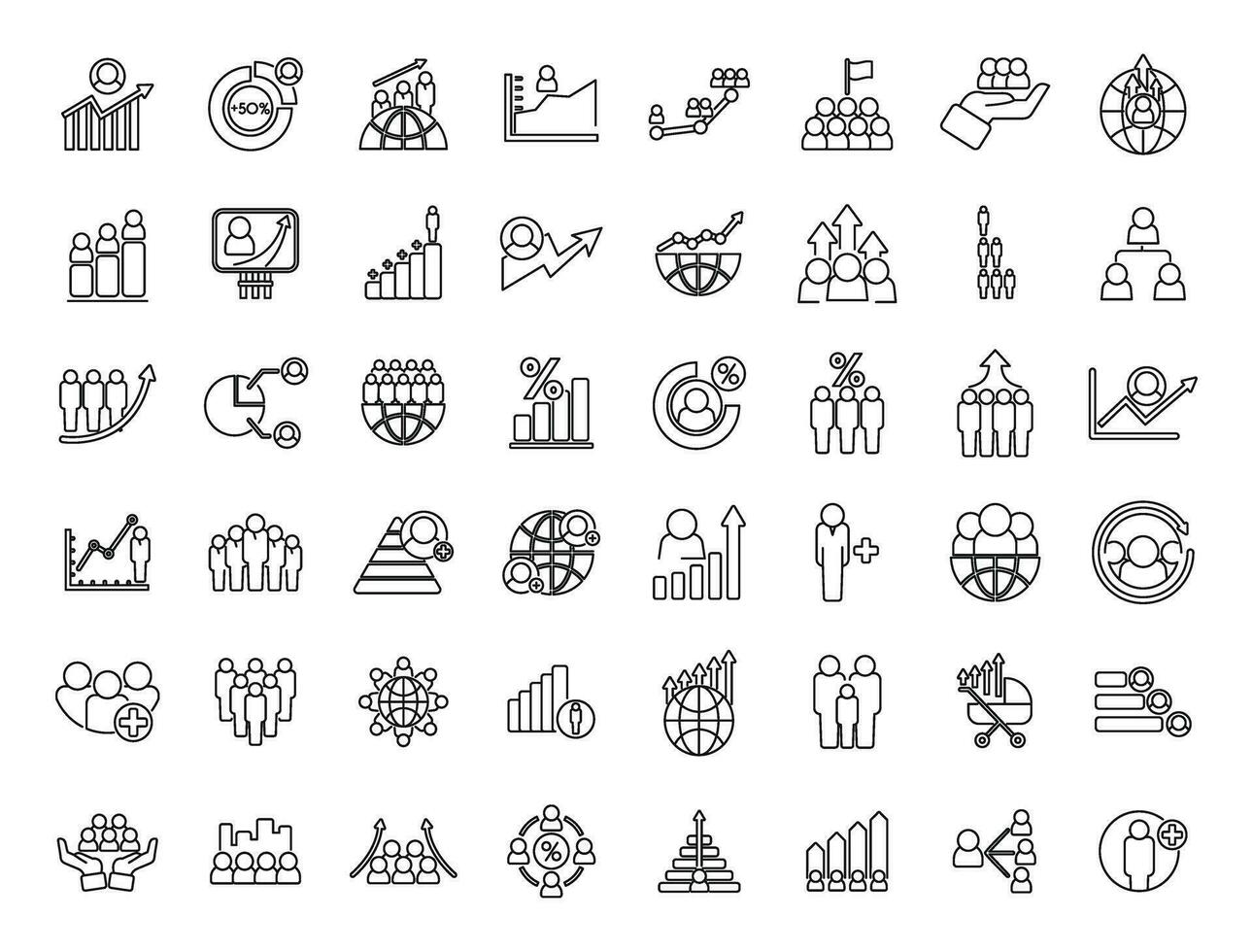 Population growth icons set outline vector. Population ability vector