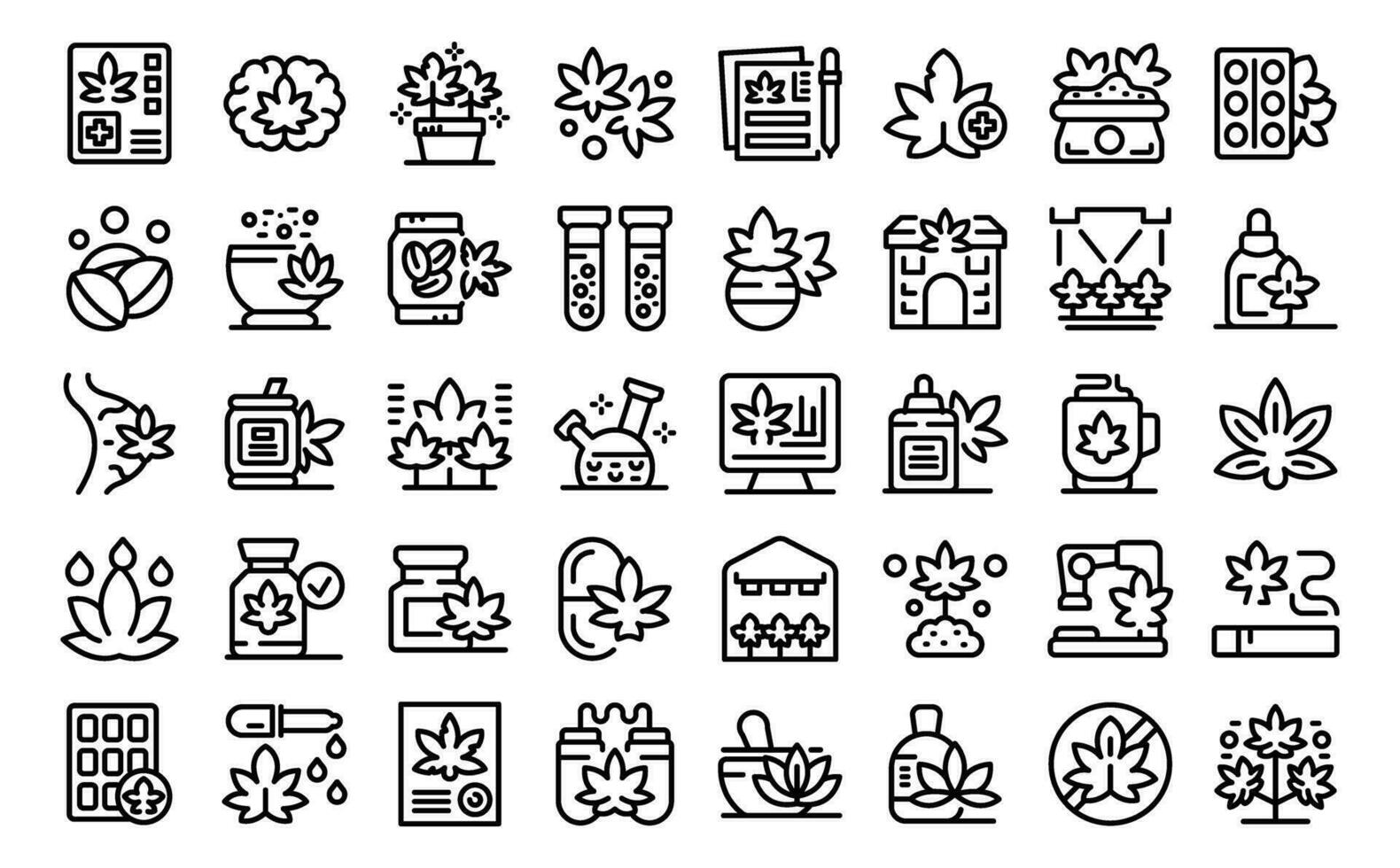 Cannabis icons set outline vector. Medical weed vector