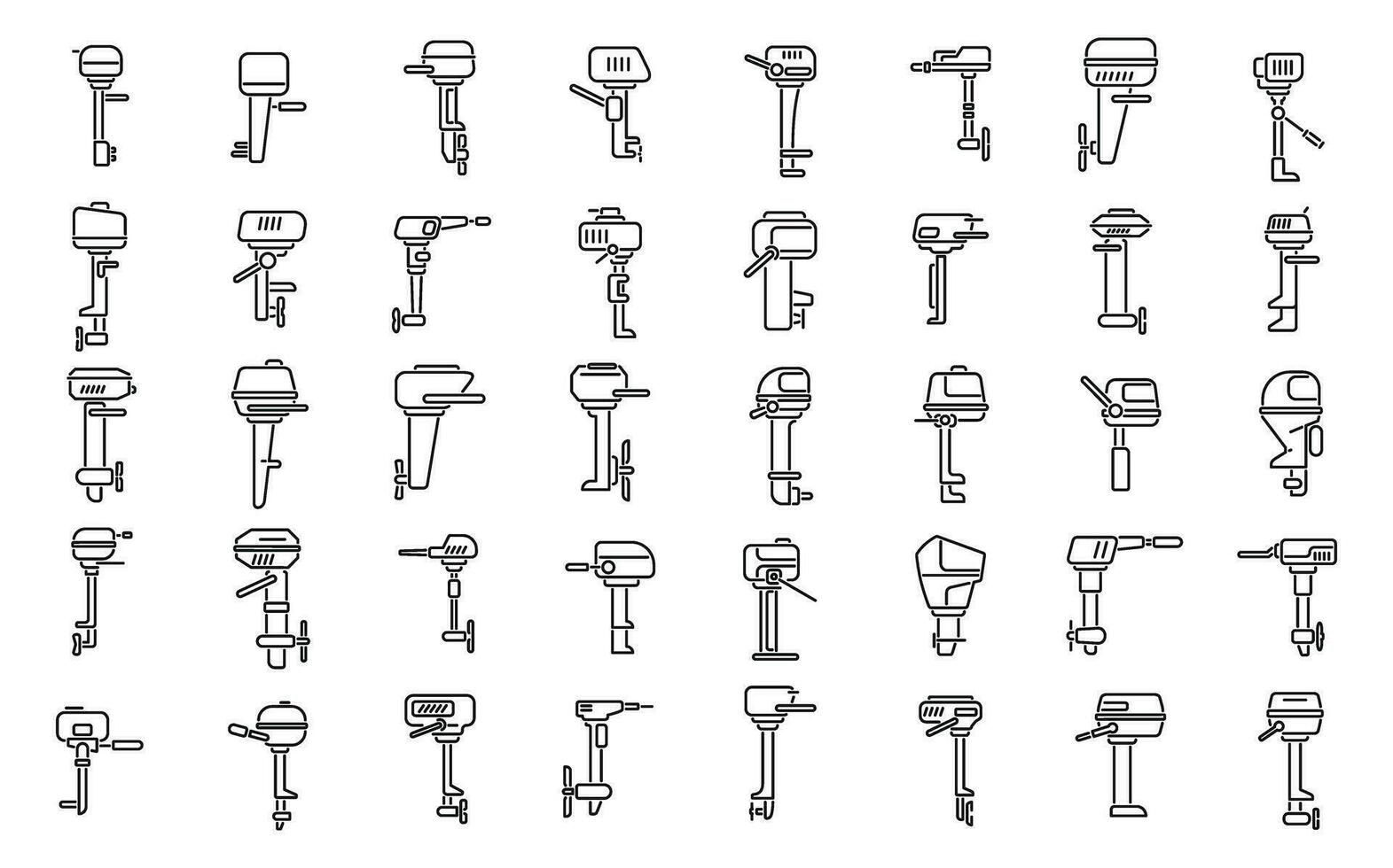 Outboard motor icons set outline vector. Engine boat vector