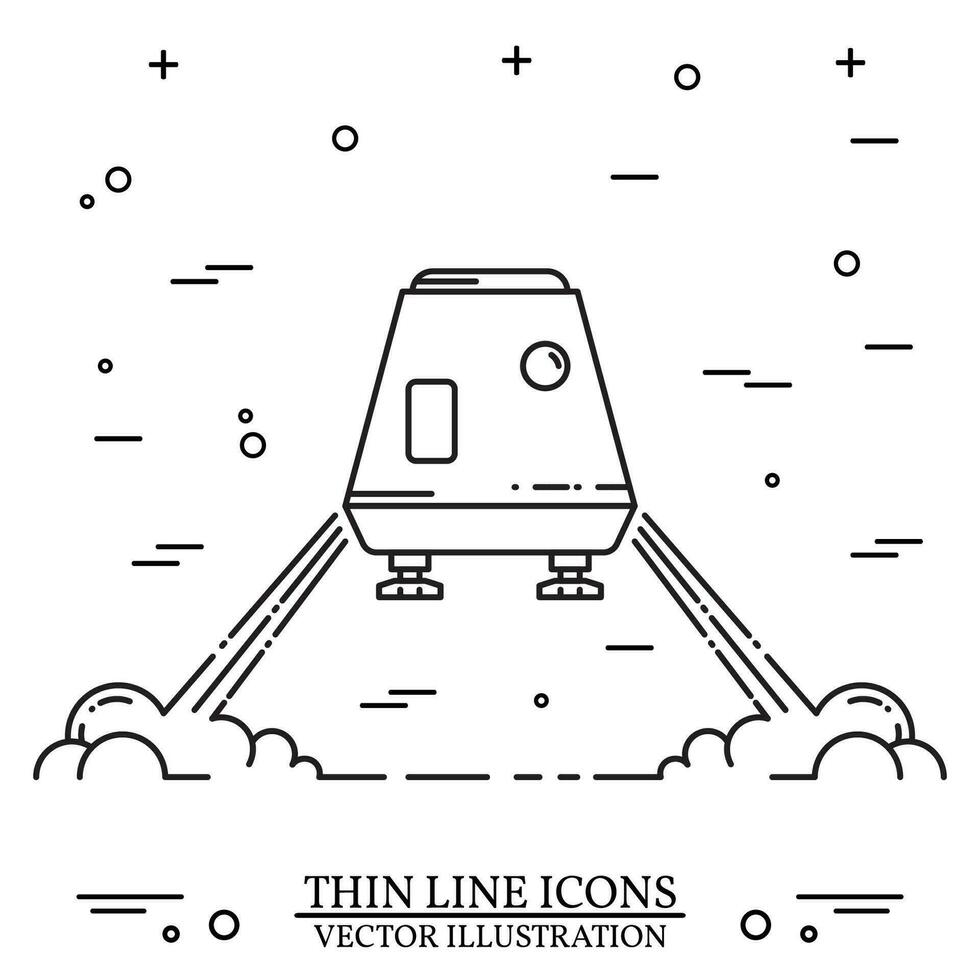 Space module landing on Mars  the white background. vector