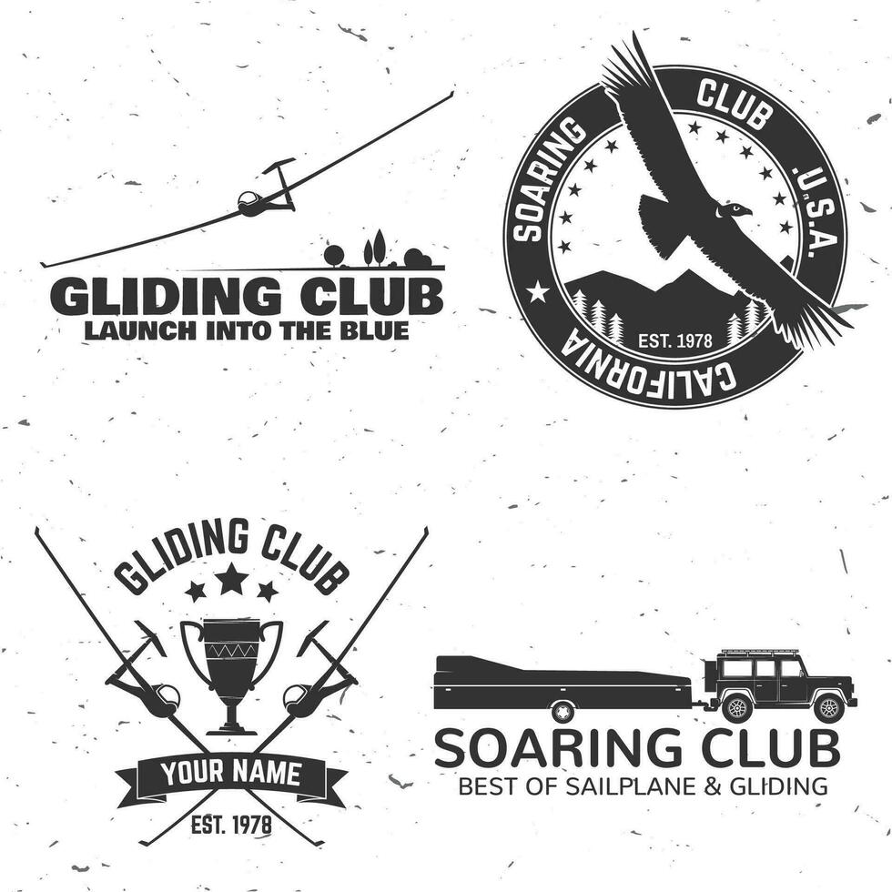 Set of Gliding club retro badge. vector