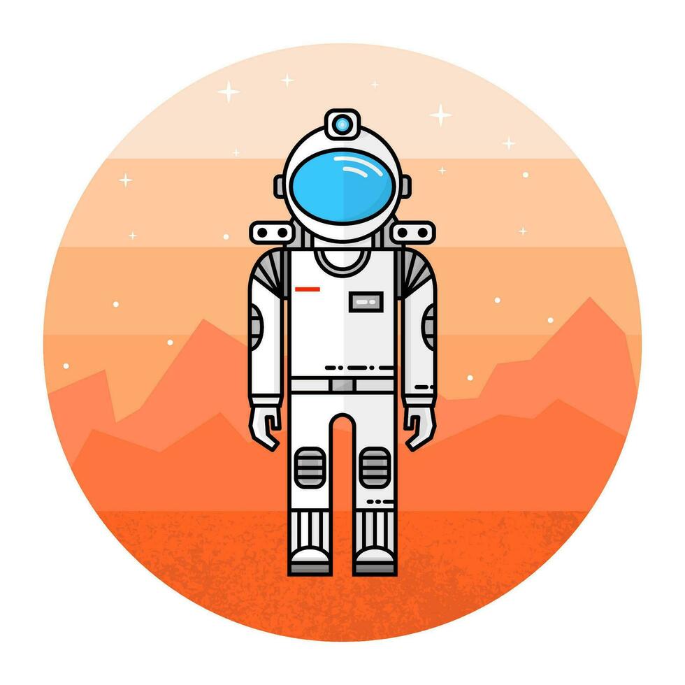 Astronaut in space. Human mission to Mars. vector