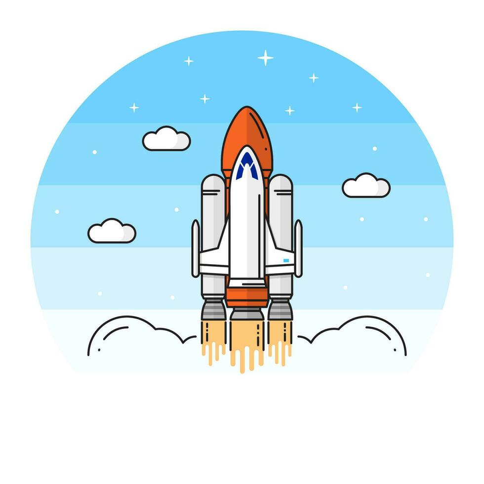Space shuttle takes off on the white background. vector