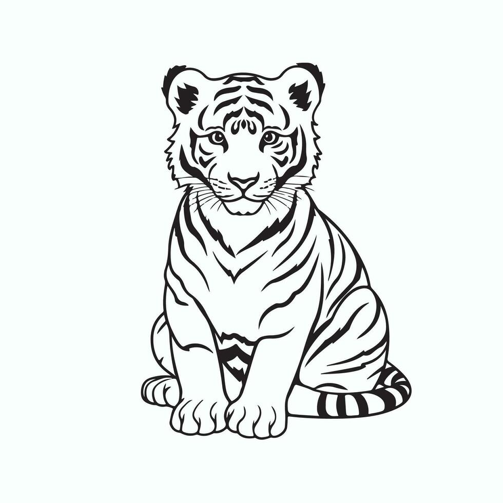 Black and white tiger drawings on a white background vector