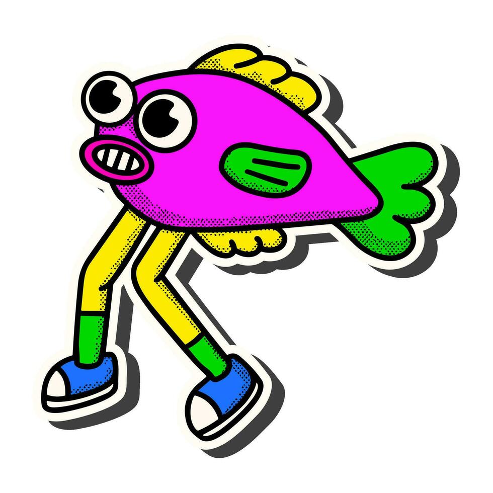 90s Stickers fish Illustration for banner, promotion, etc vector