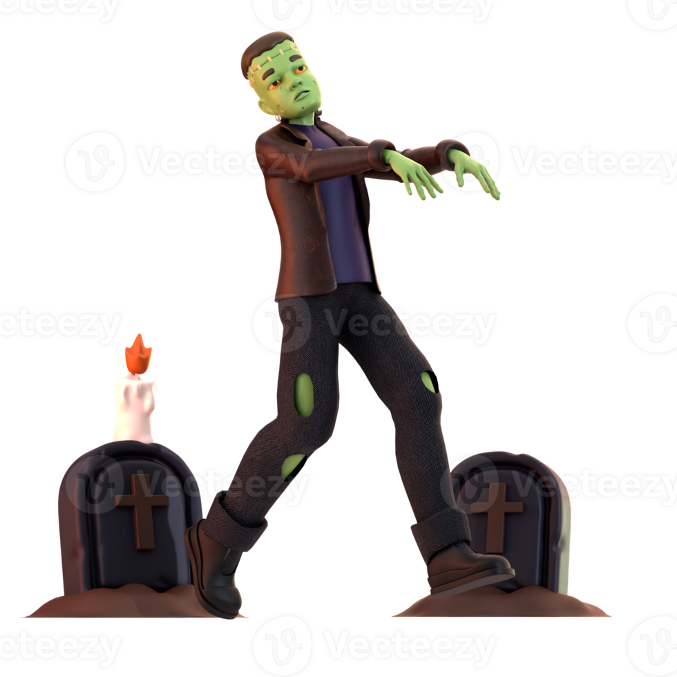 3d illustration av zombie frankenstein png