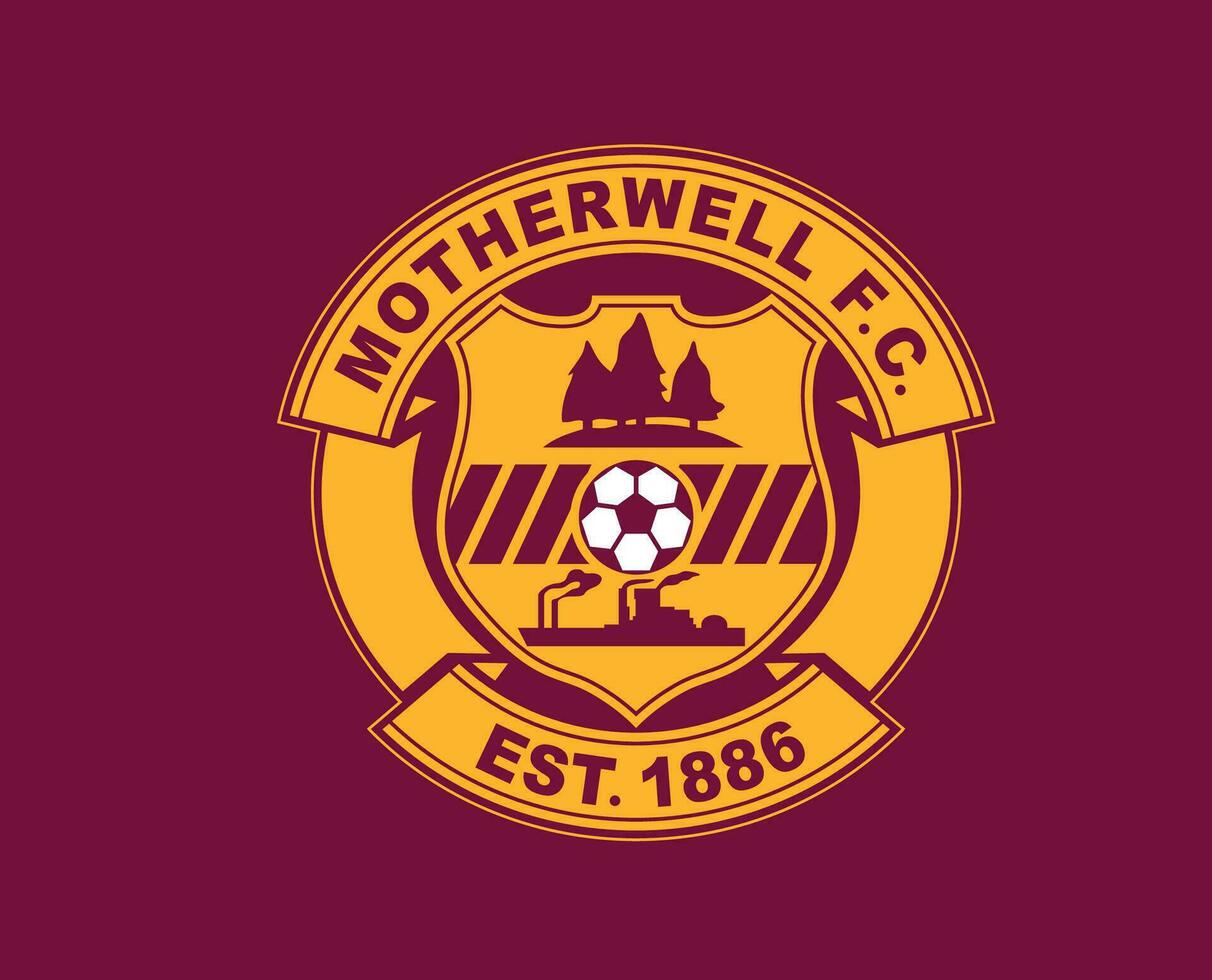 Motherwell fc club logo símbolo Escocia liga fútbol americano resumen diseño vector ilustración con granate antecedentes